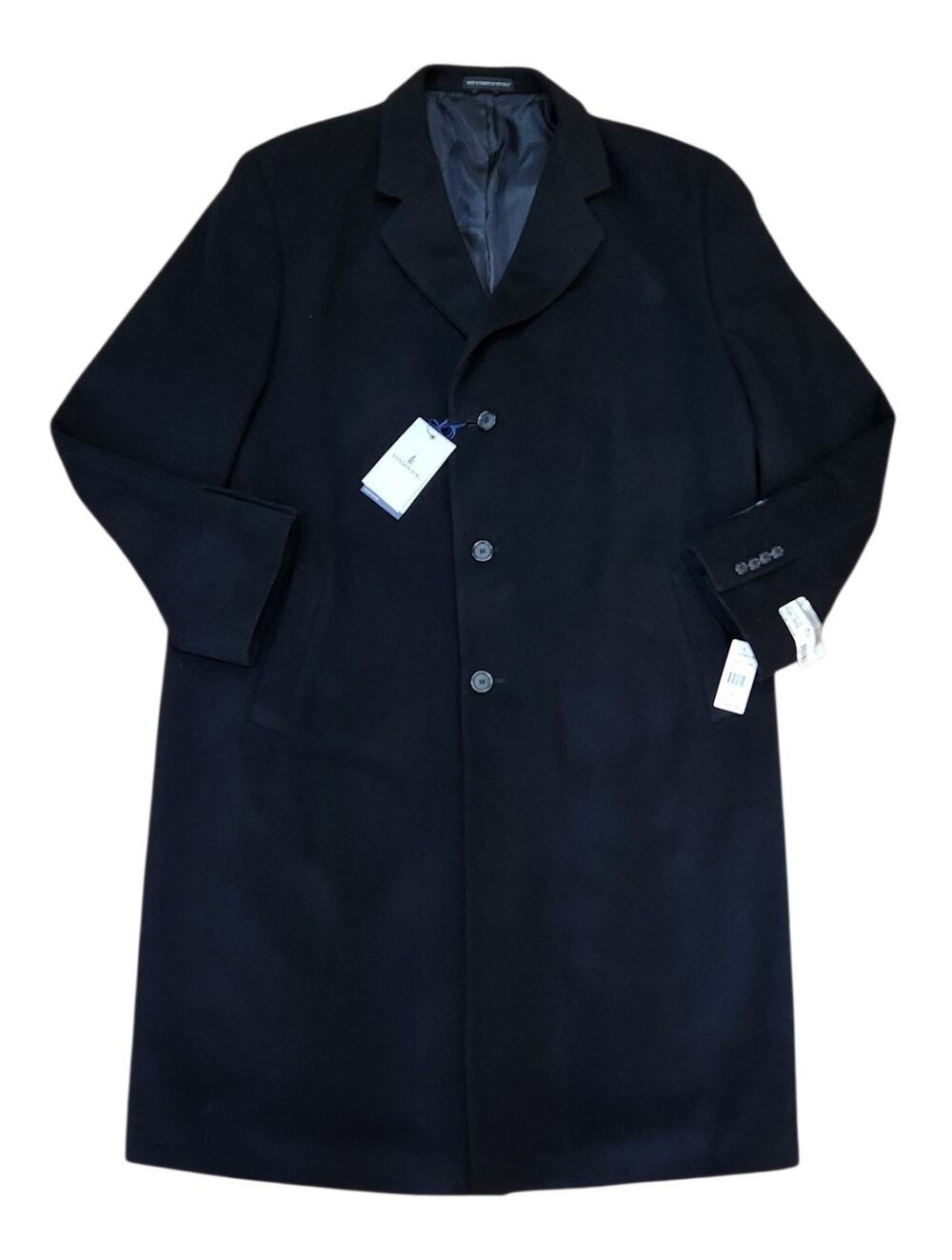 NWT London Fog Heritage Men's BlackWool Trench Coat, 48L